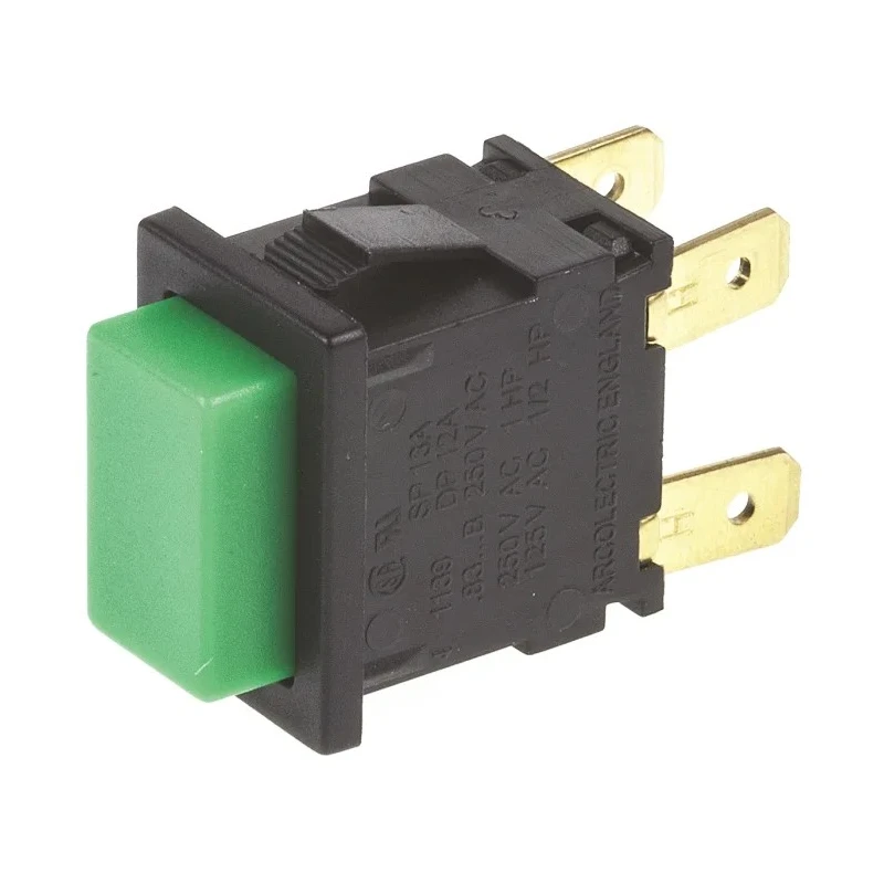 Arcolectric (Bulgin) Ltd 8300 Series Push Button Switch Momentary DPST Panel Mount 12.9 mm Cutout IP40 250V AC H8351ABAAH