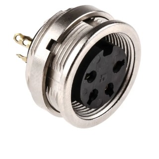 Lumberg 304 4 Pole Straight Standard DIN Socket 250V AC 5A IP68 Threaded Panel Mount Female 0304 04
