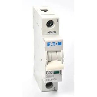 Eaton MEM Shield EMCH Miniature Circuit Breaker 1-Pole 50A Type C 240V AC 48V DC 10kA Breaking Capacity EMCH150 EMCH150