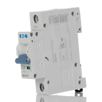Eaton MEM Shield Miniature Circuit Breaker, 1-Pole, 20A, Type C, 240V AC, 48V DC, 10 kA Breaking Capacity EMCH120 EMCH120