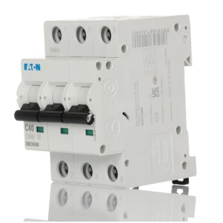 Eaton MEM Shield Miniature Circuit Breaker, 3-Pole, 40A, Type C, 240V AC, 48V DC, 10kA Breaking Capacity EMCH340