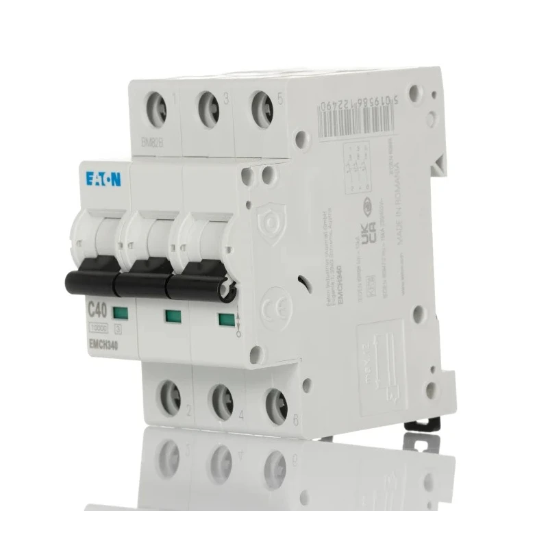 Eaton MEM Shield Miniature Circuit Breaker, 3-Pole, 40A, Type C, 240V AC, 48V DC, 10kA Breaking Capacity EMCH340