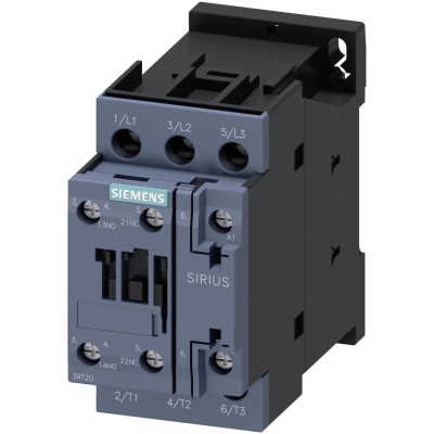 Siemens 3RT2 Motor Control Contactor, 24V Coil Voltage, 3-Pole, 9 A Current, 4 kW Power Rating, 3RT2023-1AC20