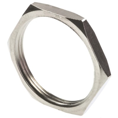 Lumberg Connector Nut for Use with Chassis Plugs and Sockets Brass Nickel Finish Thread Size M18 0384