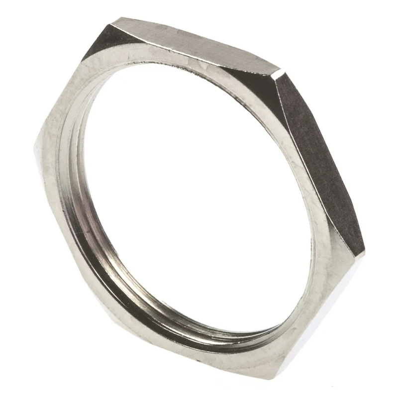 Lumberg Connector Nut for Use with Chassis Plugs and Sockets Brass Nickel Finish Thread Size M18 0384
