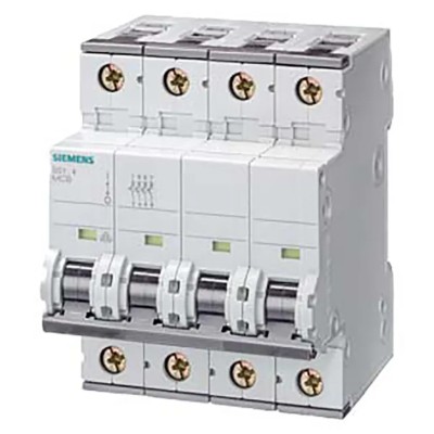Siemens SENTRON Miniature Circuit Breaker, 4-Pole, 10A, Type B, 400V AC, 72V DC, 10 kA Breaking Capacity 5SY4410-6
