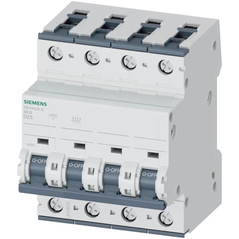 Siemens SENTRON Miniature Circuit Breaker, 4-Pole, 25A, Type D, 400V AC, 60V DC, 10 kA Breaking Capacity 5SY4425-8