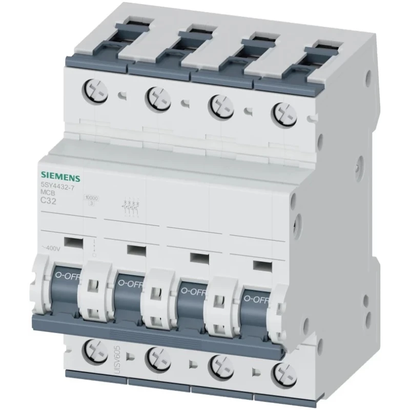 Siemens SENTRON Miniature Circuit Breaker, 4-Pole, 32A, Type C, 400V AC, 60V DC, 10 kA Breaking Capacity 5SY4432-7