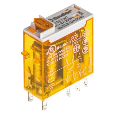 Finder 24V AC Coil Power Relay, DPDT Contact Configuration, 8A Switching Current, 2kVA Switching Power 46.52.8.024.0040