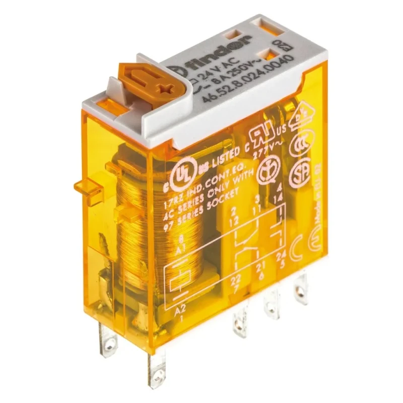 Finder 24V AC Coil Power Relay, DPDT Contact Configuration, 8A Switching Current, 2kVA Switching Power 46.52.8.024.0040
