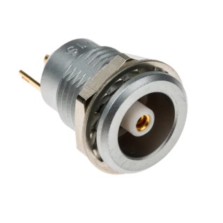 LEMO 1S 1 Pole Straight DIN Socket Panel Mount Female Brass Housing 12A 4200V Nickel Plated IP50