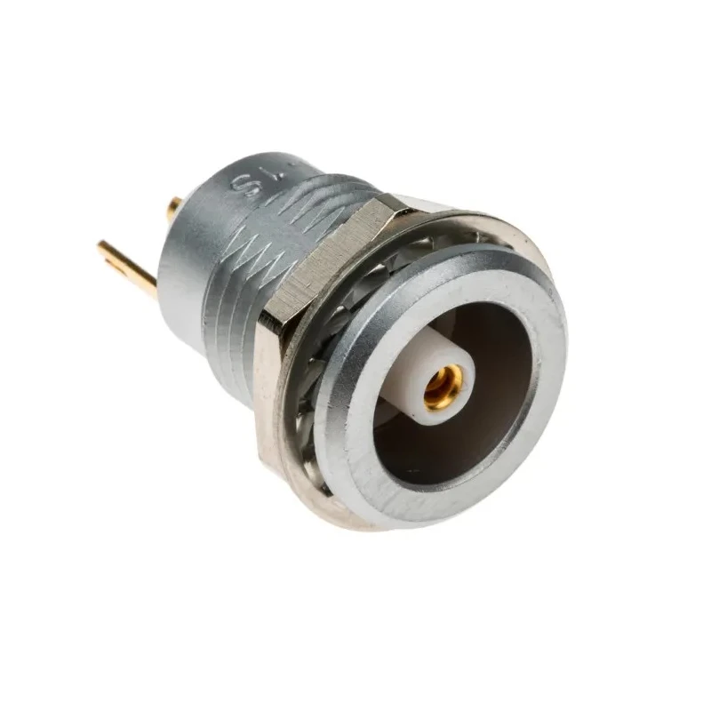 LEMO 1S 1 Pole Straight DIN Socket Panel Mount Female Brass Housing 12A 4200V Nickel Plated IP50