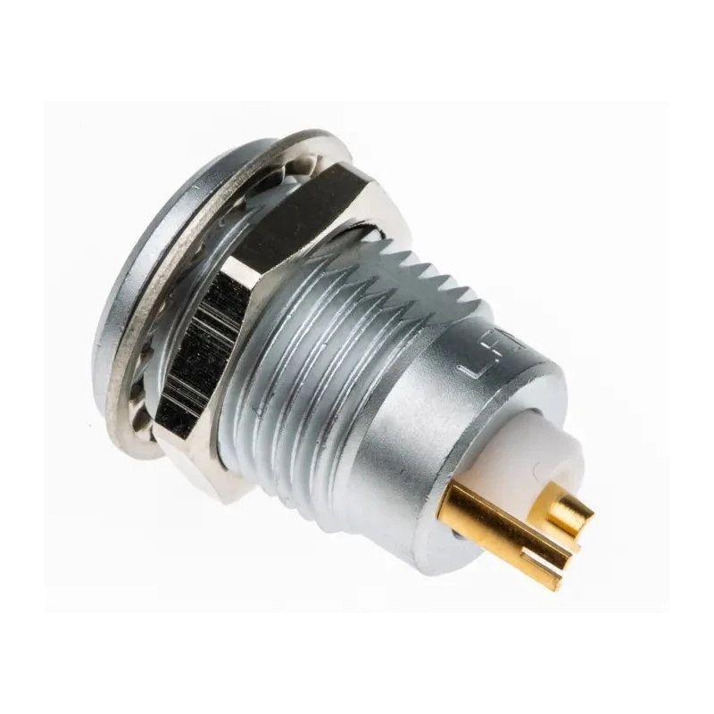 LEMO 1S 1 Pole Straight DIN Socket Panel Mount Female Brass Housing 12A 4200V Nickel Plated IP50