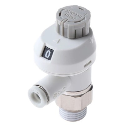 SMC AS-FS Series Elbow Type Speed Controller, Threaded R Tube, Operating Pressure 0.1 to 1 MPa, Temperature AS2201FS-02-08
