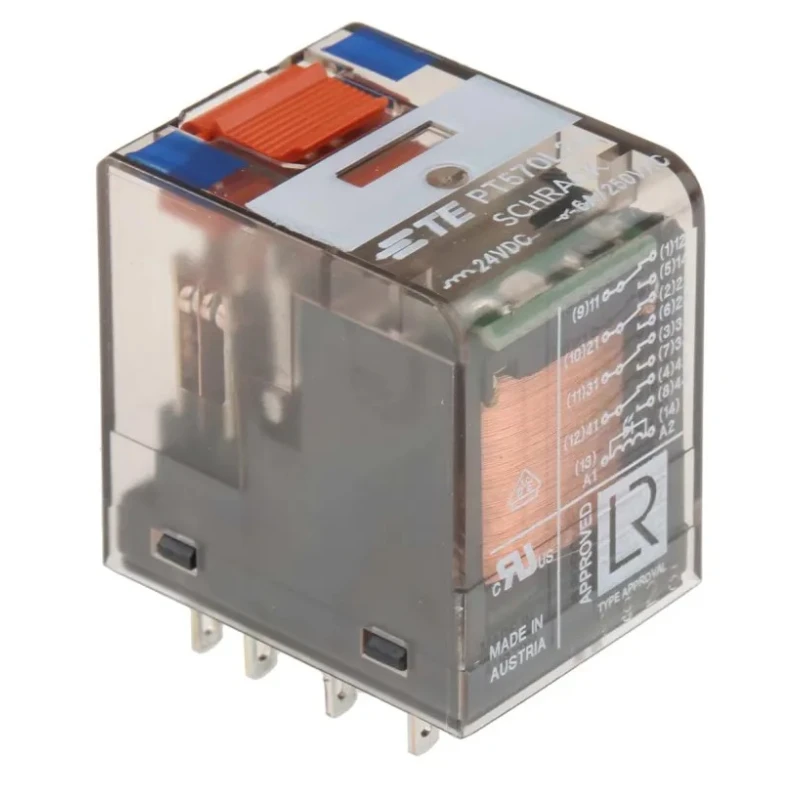 TE Connectivity PCB Power Relay 24V DC Coil 6A Switching Current 4PDT PT570L24 6-1415001-1