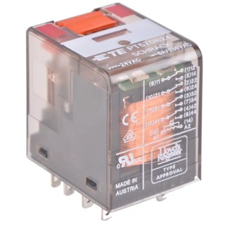 TE Connectivity DIN Rail Power Relay 24V ac Coil 6A Switching Current 4PDT PT570R24 7-1415001-1