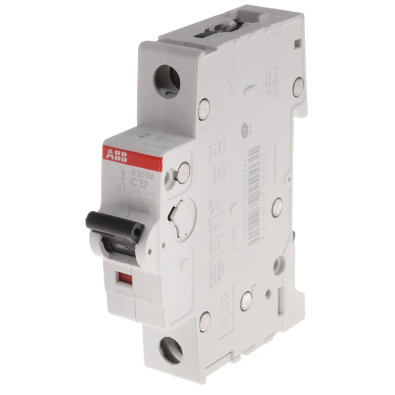 ABB System Pro M Compact Miniature Circuit Breaker, 1-Pole, 32A, Type C, 253V AC, 72V DC, 10kA 2CDS271001R0324 S201M-C32