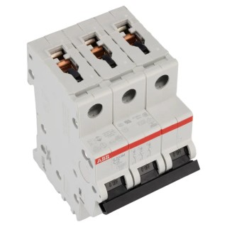 ABB System Pro M Compact S200M Miniature Circuit Breaker, 3-Pole, 2A, Type C, 440V AC, 12V DC, 10kA 2CDS273001R0024 S203M-C2