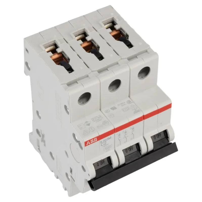 ABB System Pro M Compact S200M Miniature Circuit Breaker, 3-Pole, 2A, Type C, 440V AC, 12V DC, 10kA 2CDS273001R0024 S203M-C2