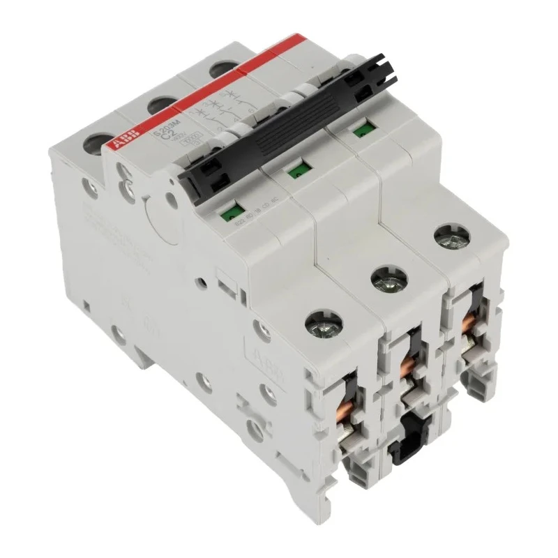 ABB System Pro M Compact S200M Miniature Circuit Breaker, 3-Pole, 2A, Type C, 440V AC, 12V DC, 10kA 2CDS273001R0024 S203M-C2