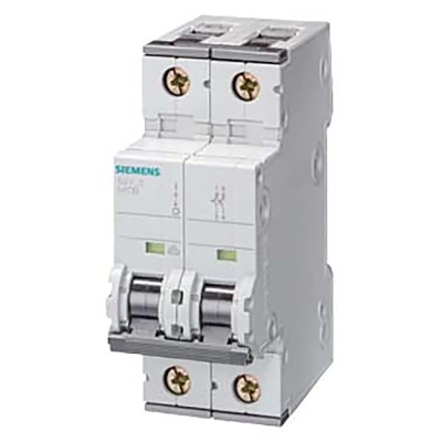 Siemens SENTRON Miniature Circuit Breaker 2-Pole 63A Type D 400V AC 10 kA Breaking Capacity 5SY4263-8
