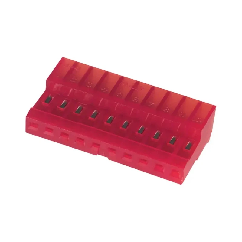 TE Connectivity 10-Way Shrouded IDC Female Cable Connector 2.54mm Pitch Right Angle 250V AC 5A MTA-100 Series 4-640440-0