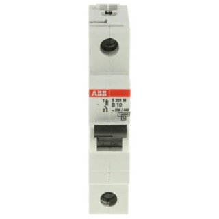 ABB System Pro M Compact Miniature Circuit Breaker, 1-Pole, 10A, Type B, 253V AC, 72V DC, 10kA 2CDS271001R0105 S201M-B10