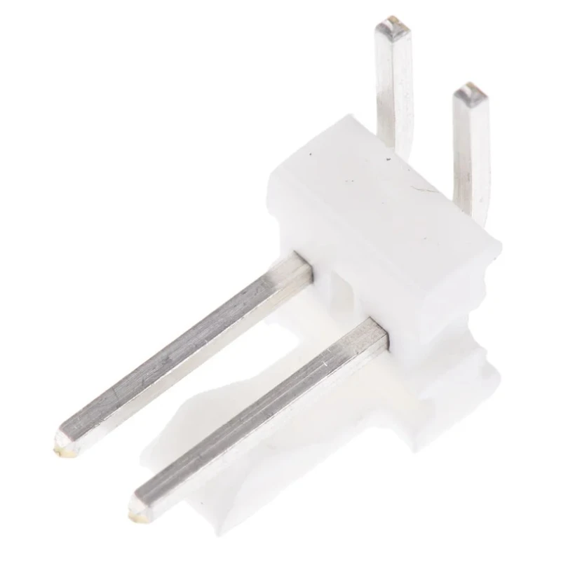 TE Connectivity MTA-100 Series Right Angle Through Hole Pin Header 2 Contact, 2.54 mm Pitch, 1 Row Unshrouded 640457-2