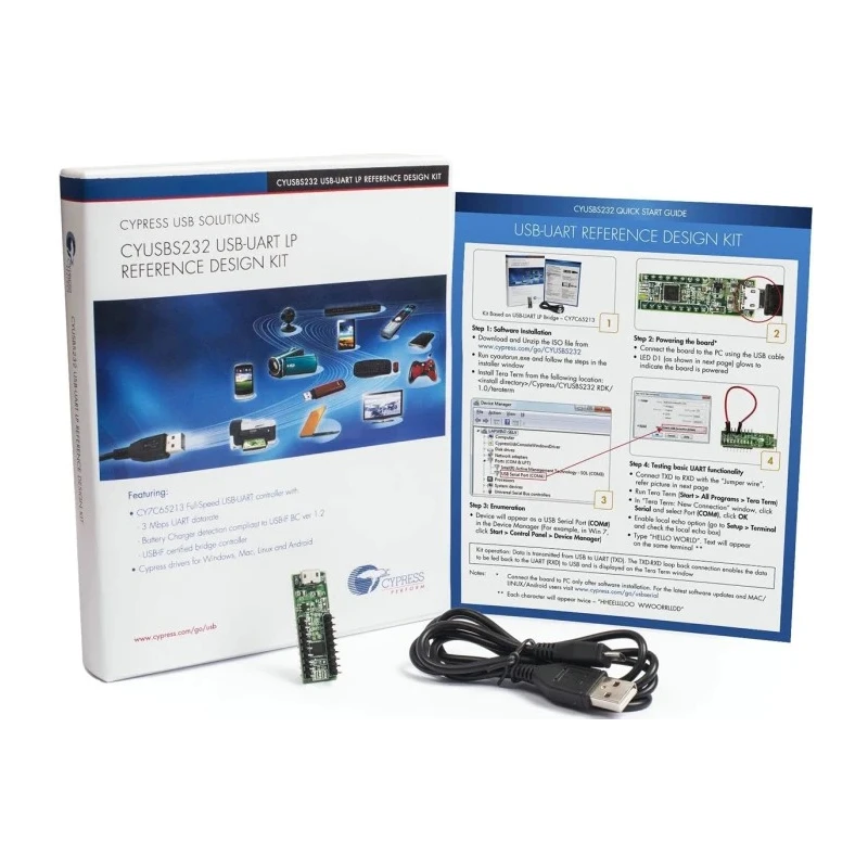 Infineon USB-UART LP Bridge Development Board Reference Design for CY7C65213 CYUSBS232