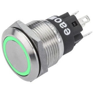EAO 82 Series Illuminated Momentary Push Button Switch, Panel Mount, 19 mm Cutout, SPDT, Green LED, IP65 IP67 82-5151.1134