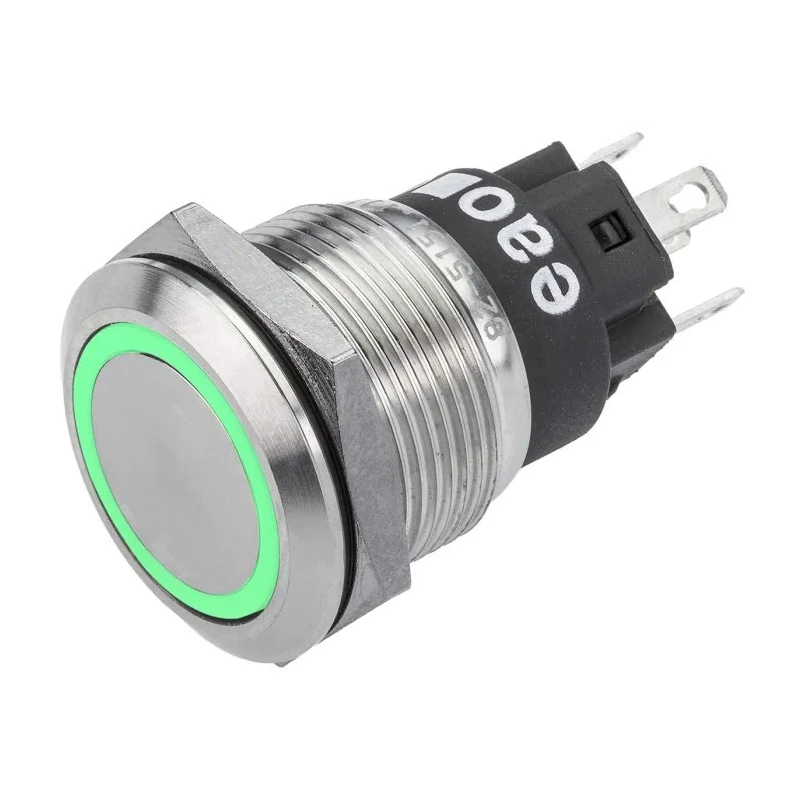 EAO 82 Series Illuminated Momentary Push Button Switch, Panel Mount, 19 mm Cutout, SPDT, Green LED, IP65 IP67 82-5151.1134