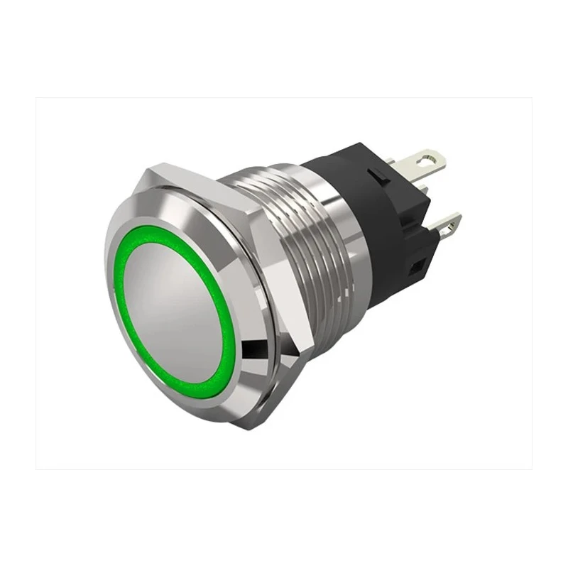EAO 82 Series Illuminated Momentary Push Button Switch, Panel Mount, 19 mm Cutout, SPDT, Green LED, IP65 IP67 82-5151.1134
