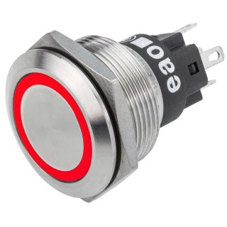EAO Illuminated Momentary Push Button Switch Panel Mount SPDT Red LED IP65 IP67 22.3 mm Cutout 240V DC 82-6151.1116