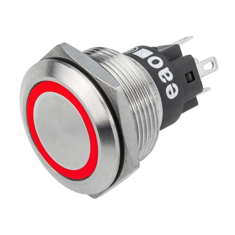 EAO Illuminated Momentary Push Button Switch Panel Mount SPDT Red LED IP65 IP67 22.3 mm Cutout 240V DC 82-6151.1116