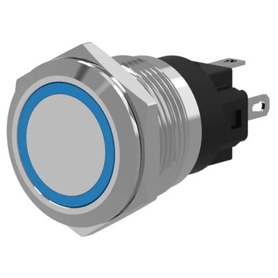EAO Illuminated Push Button Switch Panel Mount Momentary SPDT Red LED 22.3 mm Cutout IP65 IP67 240 V dc 82-6151.1114