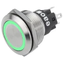 EAO Illuminated Momentary Push Button Switch, Panel Mount, 22.3 mm Cutout, SPDT, Green LED, IP65, IP67, 240 V 82-6151.1136
