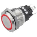 EAO 82 Series Stainless Steel Illuminated Momentary Push Button Switch, Panel Mount, 19 mm Cutout, SPDT, Red 82-5153.1113