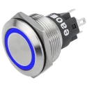 EAO Illuminated Momentary Push Button Switch Panel Mount 22.3 mm Cutout SPDT Blue LED IP65 IP67 240V AC/DC 82-6151.1124
