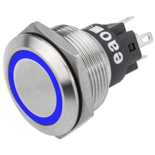 EAO Illuminated Momentary Push Button Switch Panel Mount 22.3 mm Cutout SPDT Blue LED IP65 IP67 240V AC/DC 82-6151.1124