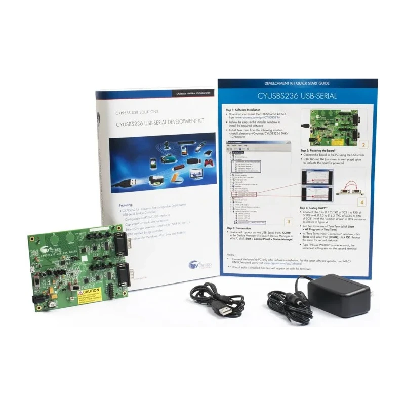 Infineon Dual Channel USB-Serial Communication and Wireless Development Kit for CY7C65215 with CapSense and CYUSBS236