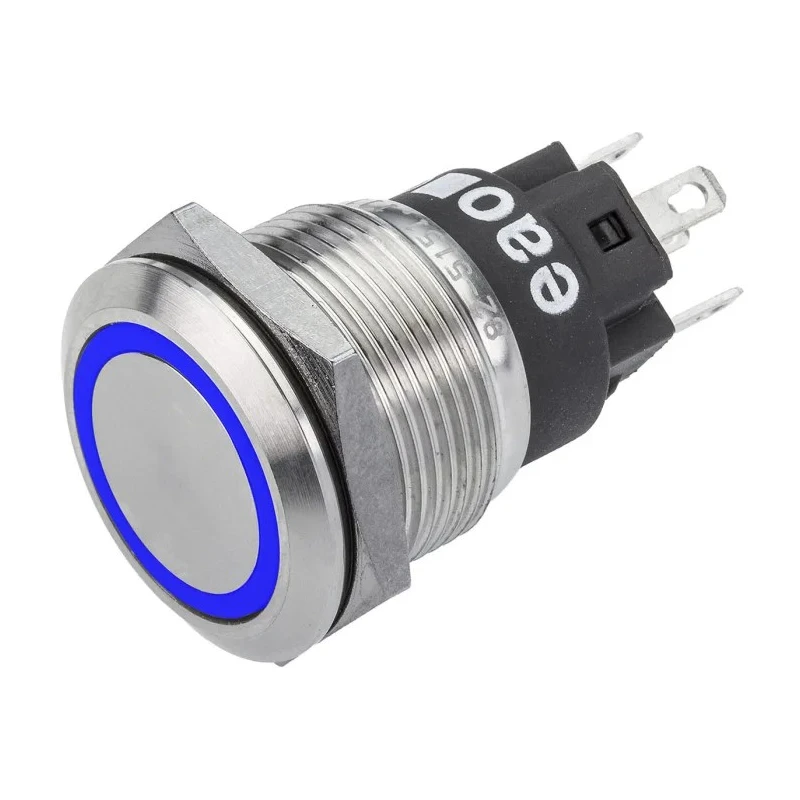 EAO 82 Series Illuminated Push Button Switch Momentary SPDT Blue LED Panel Mount 19 mm Cutout IK10 IP65 IP67 82-5153.1123