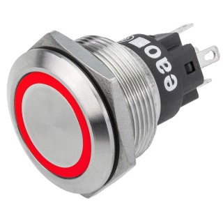 EAO Illuminated Push Button Switch Panel Mount Momentary SPDT Red LED 22.3 mm Cutout IP65 IP67 240 V 24 V AC 82-6153.1113