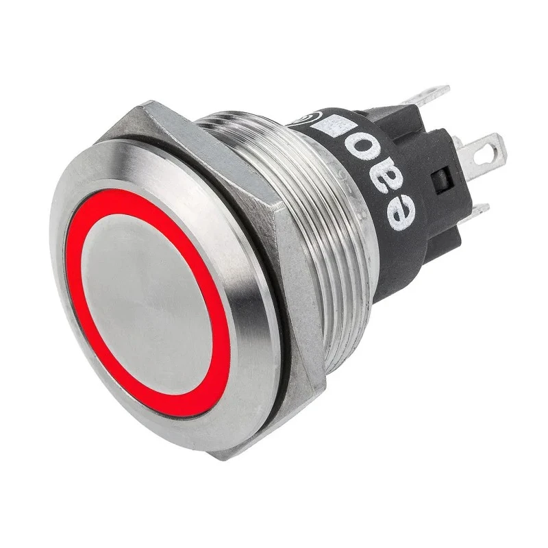 EAO Illuminated Push Button Switch Panel Mount Momentary SPDT Red LED 22.3 mm Cutout IP65 IP67 240 V 24 V AC 82-6153.1113