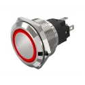 EAO Illuminated Push Button Switch Panel Mount Momentary SPDT Red LED 22.3 mm Cutout IP65 IP67 240 V 24 V AC 82-6153.1113