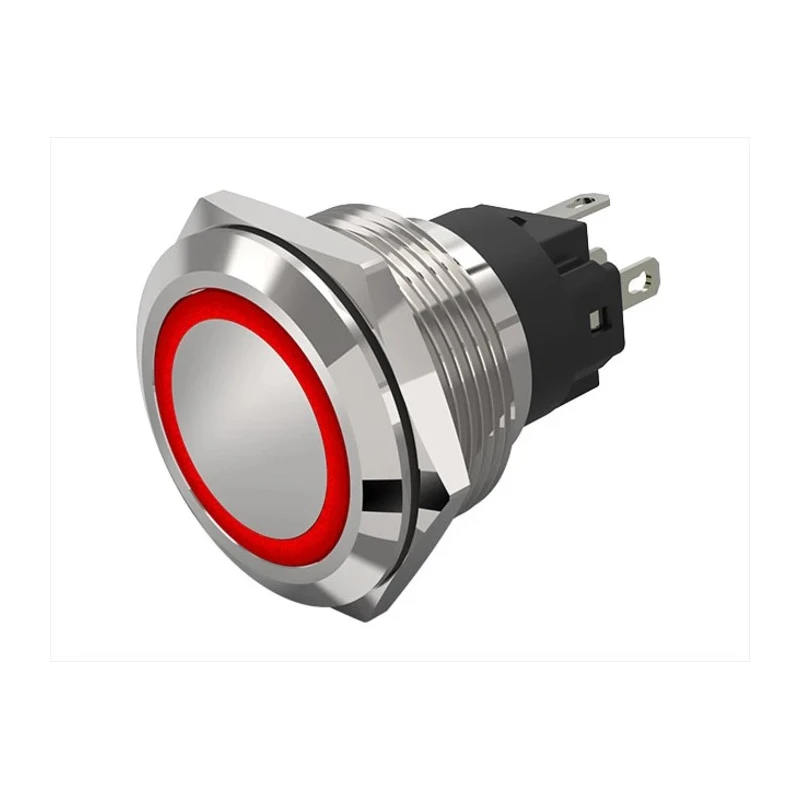EAO Illuminated Push Button Switch Panel Mount Momentary SPDT Red LED 22.3 mm Cutout IP65 IP67 240 V 24 V AC 82-6153.1113