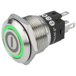 EAO 82 Series Illuminated Push Button Switch, Momentary, Panel Mount, 19 mm Cutout, SPDT, Green LED, IP65 82-5151.1134.B001