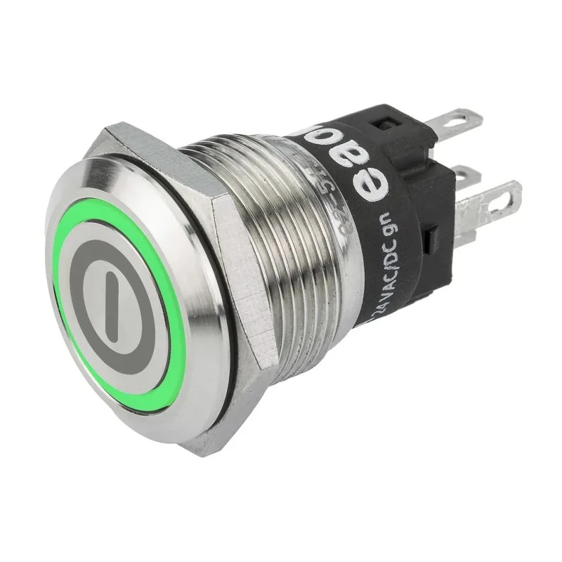 EAO 82 Series Illuminated Push Button Switch, Momentary, Panel Mount, 19 mm Cutout, SPDT, Green LED, IP65 82-5151.1134.B001