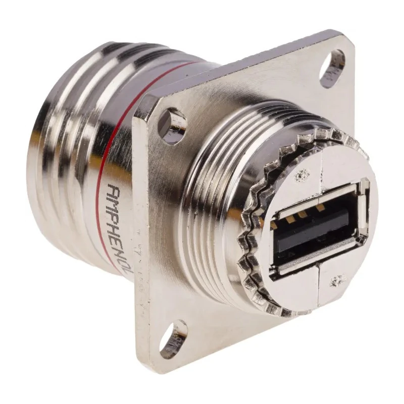 Amphenol Socapex USB Connector Straight Panel Female 1 Port USB Type A IP68 5V 5A USBFTV21N