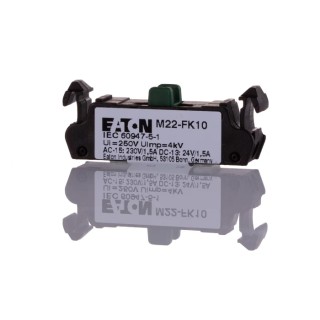 Eaton RMQ Titan M22 Series Contact Block 1 NO Push-in Terminal 230 V AC, 24 V DC, 1.5A 180792 M22-FK10