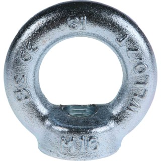 RS PRO Carbon Steel Zinc Plated Eye Nut M16 Thread 63 mm Diameter 0.7 t Working Load Limit 124-4843